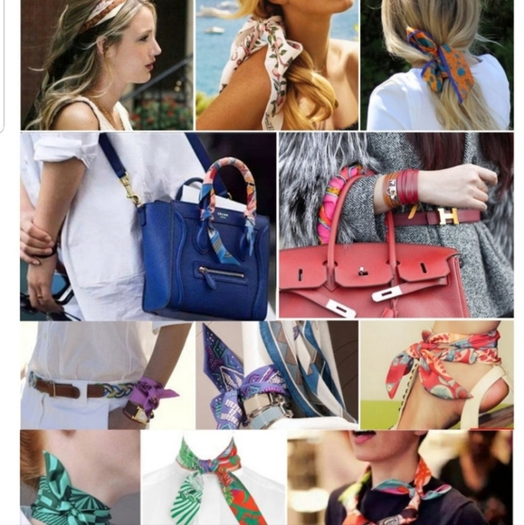 Soft Silky Fun Scarf For Head Hair Bag Neck - Picture 3 of 4